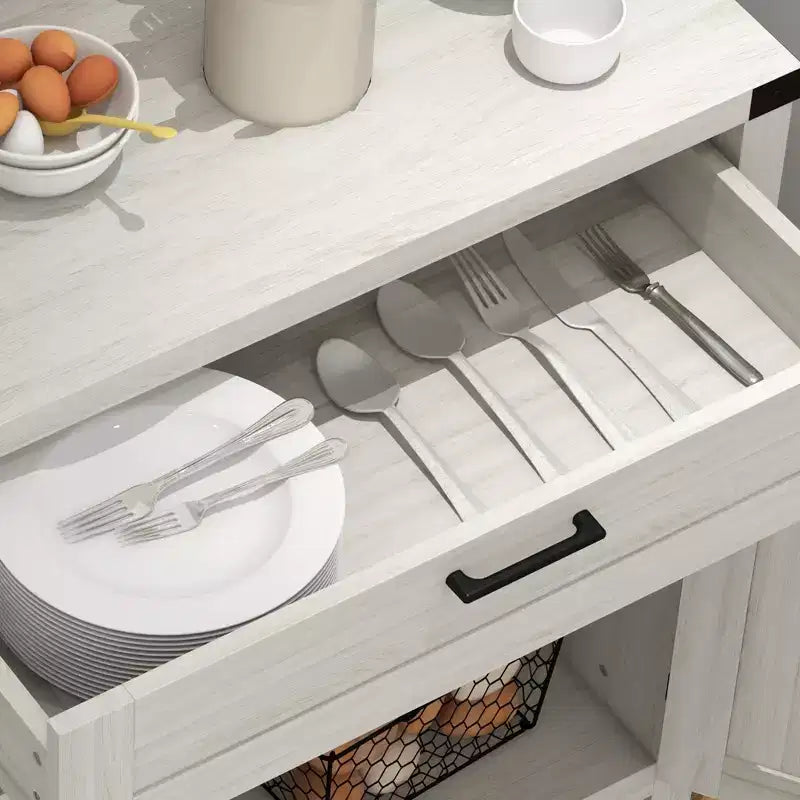 Buffet HOMCOM avec tiroir de rangement, meuble de cuisine moderne de style ferme avec 2 portes de grange, meuble de bar à café