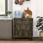 Buffet HOMCOM avec tiroir de rangement, meuble de cuisine moderne de style ferme avec 2 portes de grange, meuble de bar à café