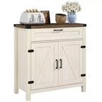 Buffet HOMCOM avec tiroir de rangement, meuble de cuisine moderne de style ferme avec 2 portes de grange, meuble de bar à café