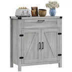 Buffet HOMCOM avec tiroir de rangement, meuble de cuisine moderne de style ferme avec 2 portes de grange, meuble de bar à café