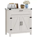 Buffet HOMCOM avec tiroir de rangement, meuble de cuisine moderne de style ferme avec 2 portes de grange, meuble de bar à café