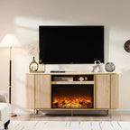 70 Fireplace TV Stand with Faux Marble Top & Fluted Panel Design, Modern Media Console for TVs Up to 80