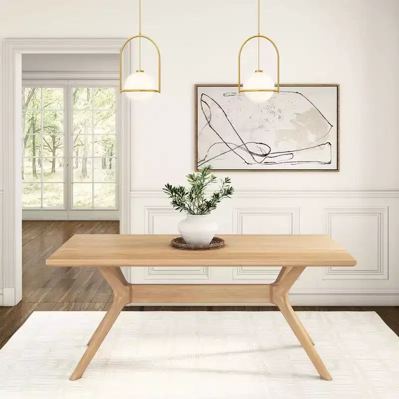 Table à manger rectangulaire Plank+Beam 72 Verso pour 6 personnes, table de cuisine à pieds croisés en bois massif