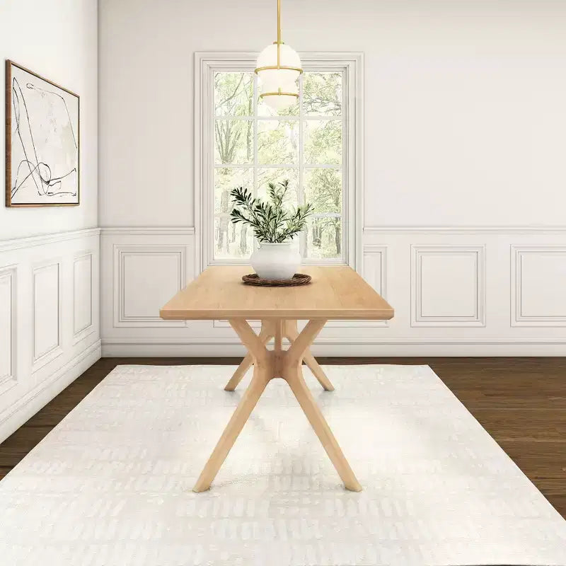 Table à manger rectangulaire Plank+Beam 72 Verso pour 6 personnes, table de cuisine à pieds croisés en bois massif