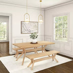 Table à manger rectangulaire Plank+Beam 72 Verso pour 6 personnes, table de cuisine à pieds croisés en bois massif