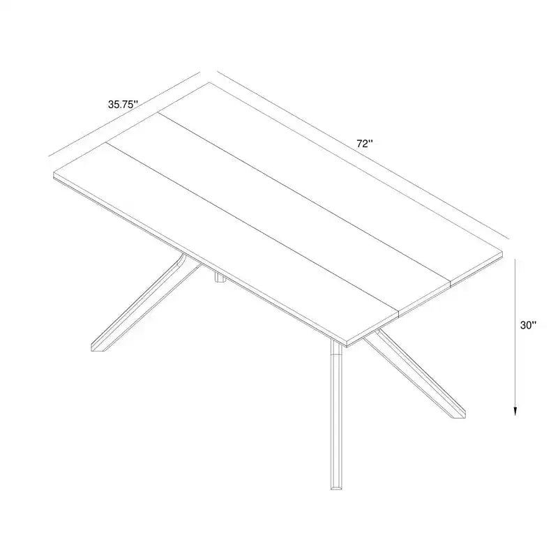 Table à manger rectangulaire Plank+Beam 72 Verso pour 6 personnes, table de cuisine à pieds croisés en bois massif