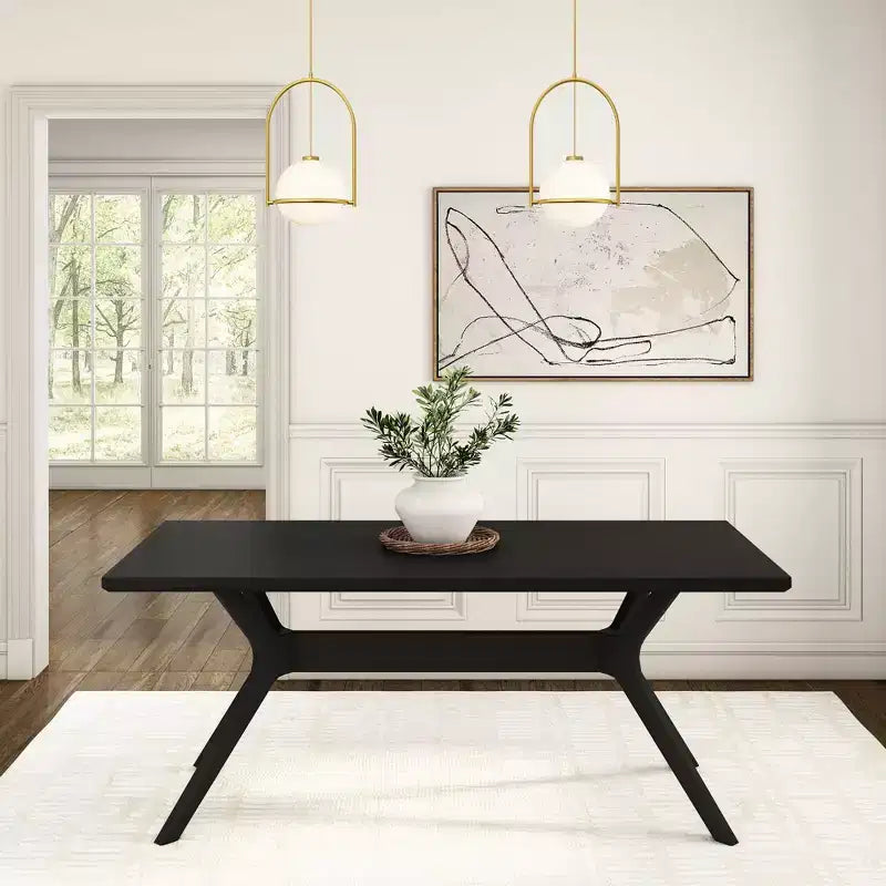 Table à manger rectangulaire Plank+Beam 72 Verso pour 6 personnes, table de cuisine à pieds croisés en bois massif