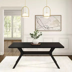 Table à manger rectangulaire Plank+Beam 72 Verso pour 6 personnes, table de cuisine à pieds croisés en bois massif