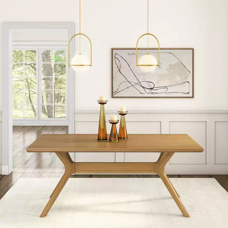 Table à manger rectangulaire Plank+Beam 72 Verso pour 6 personnes, table de cuisine à pieds croisés en bois massif