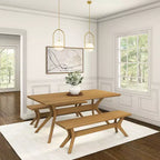 Table à manger rectangulaire Plank+Beam 72 Verso pour 6 personnes, table de cuisine à pieds croisés en bois massif