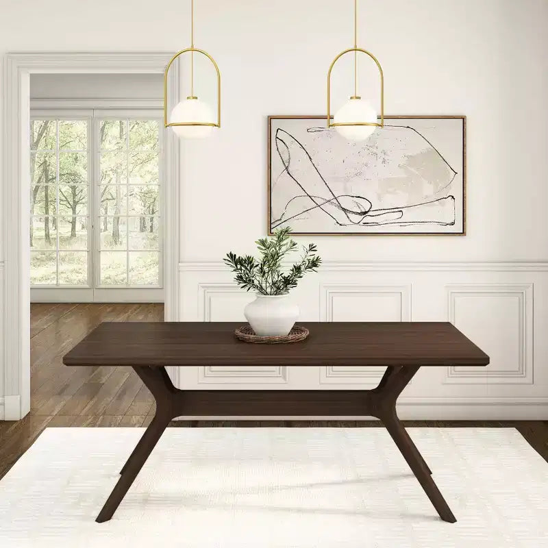Table à manger rectangulaire Plank+Beam 72 Verso pour 6 personnes, table de cuisine à pieds croisés en bois massif