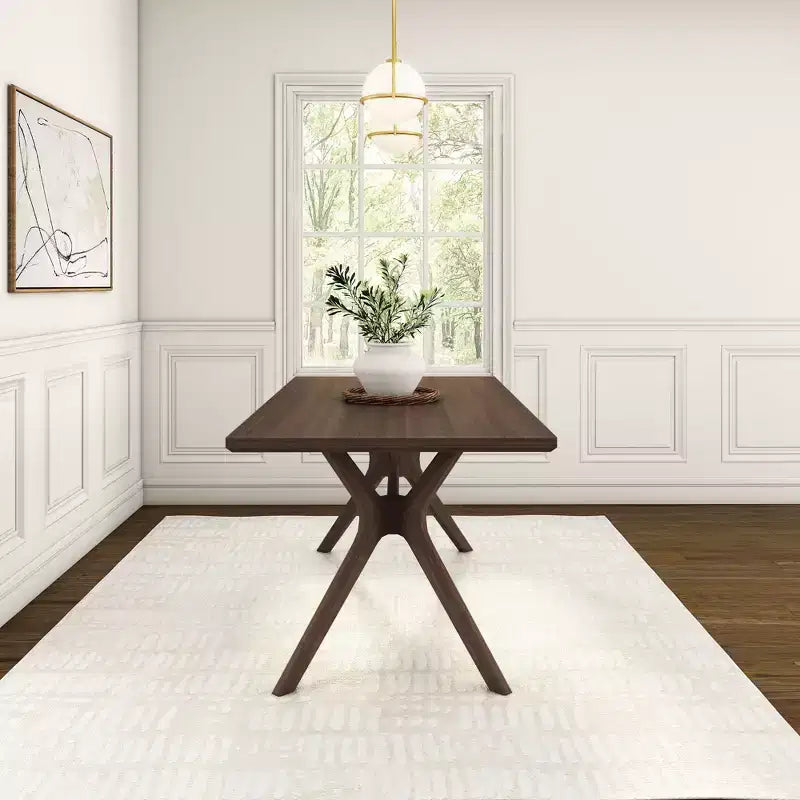 Table à manger rectangulaire Plank+Beam 72 Verso pour 6 personnes, table de cuisine à pieds croisés en bois massif