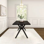 Table à manger rectangulaire Plank+Beam 72 Verso pour 6 personnes, table de cuisine à pieds croisés en bois massif