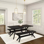 Table à manger rectangulaire Plank+Beam 72 Verso pour 6 personnes, table de cuisine à pieds croisés en bois massif