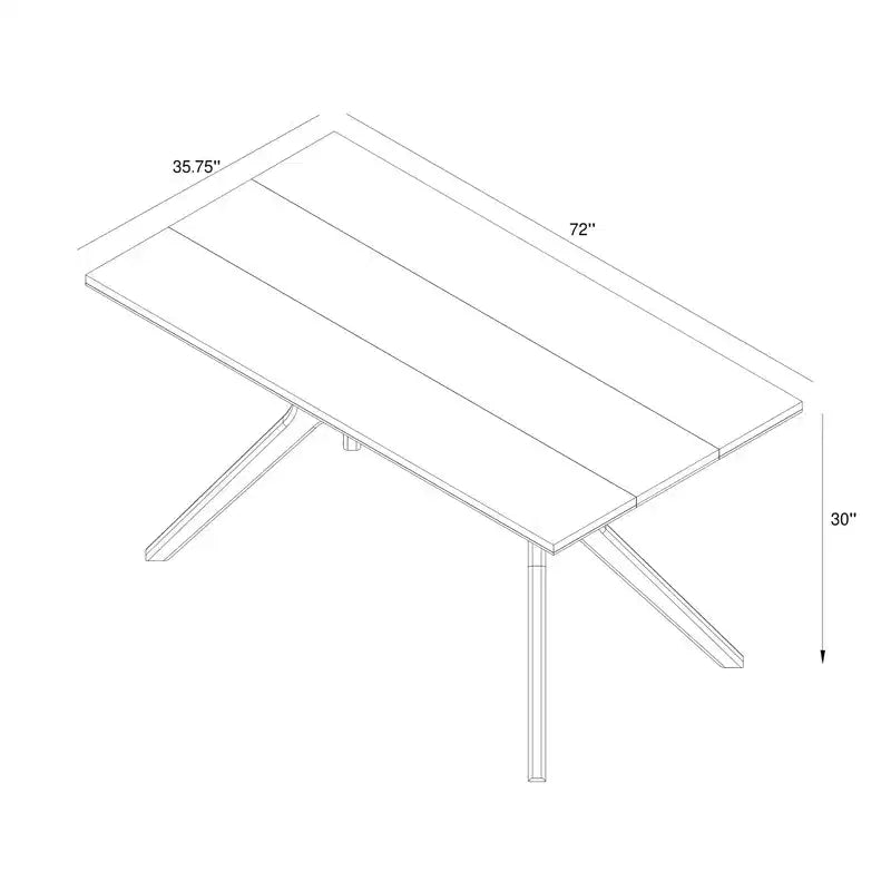 Table à manger rectangulaire Plank+Beam 72 Verso pour 6 personnes, table de cuisine à pieds croisés en bois massif