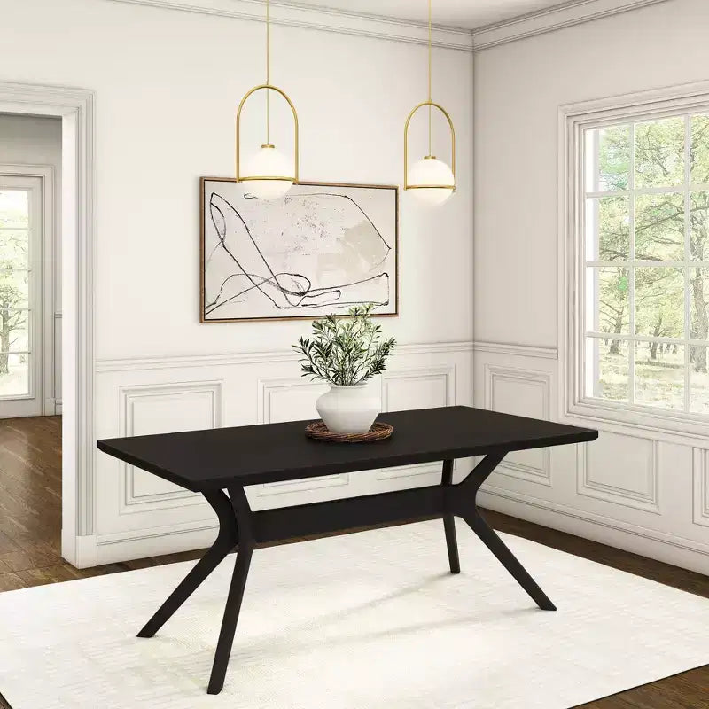 Table à manger rectangulaire Plank+Beam 72 Verso pour 6 personnes, table de cuisine à pieds croisés en bois massif