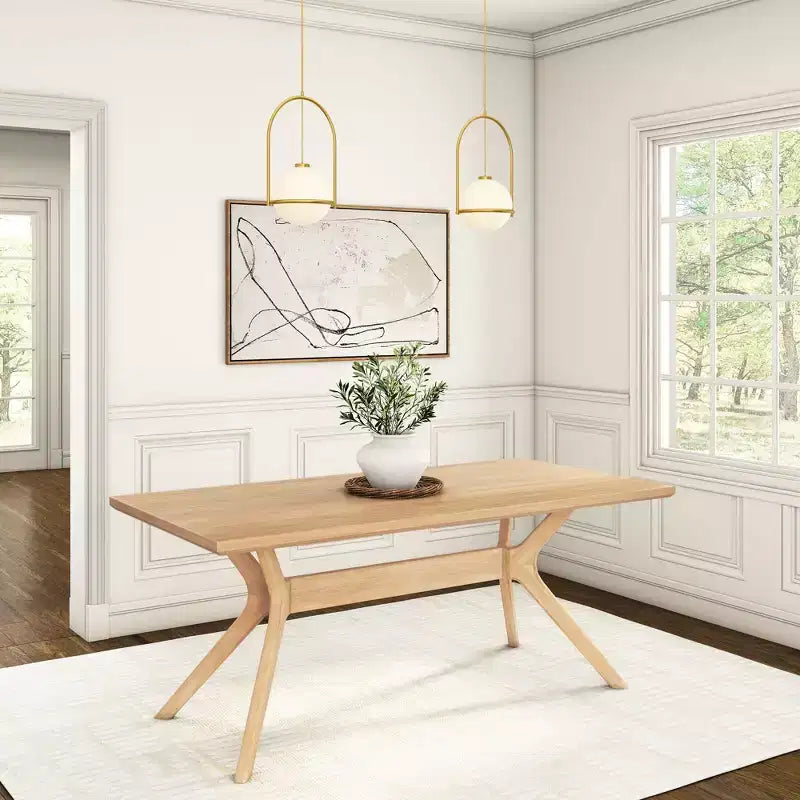 Table à manger rectangulaire Plank+Beam 72 Verso pour 6 personnes, table de cuisine à pieds croisés en bois massif