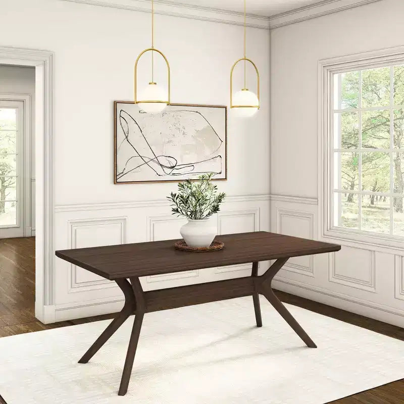 Table à manger rectangulaire Plank+Beam 72 Verso pour 6 personnes, table de cuisine à pieds croisés en bois massif