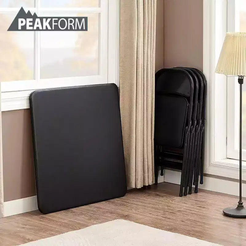 Peakform Ensemble de 5 Tables et Chaises Pliantes en Vinyle avec Nettoyage et Rangement Faciles pour la Maison, les Espaces Intérieurs et le Bureau, Noir