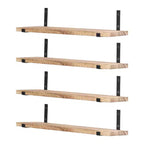 Unique Bargains Bedroom Living Room Bathroom Kitchen Wall Mounted Wood Floating Shelves 4 Pcs