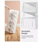 SONGMICS Boîtes à Chaussures, Lot de 12 Organiseurs de Rangement pour Chaussures, Boîtes en Plastique Transparent Empilables 23 x 33,3 x 14,3 cm, Conviennent jusqu'à la Pointure 45 (EU)
