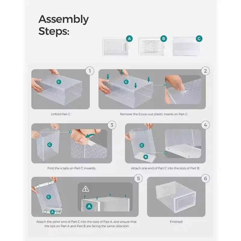 SONGMICS Boîtes à Chaussures, Lot de 12 Organiseurs de Rangement pour Chaussures, Boîtes en Plastique Transparent Empilables 23 x 33,3 x 14,3 cm, Conviennent jusqu'à la Pointure 45 (EU)