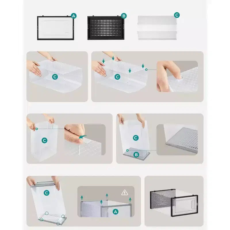 SONGMICS Boîtes à Chaussures, Lot de 12 Organiseurs de Rangement pour Chaussures, Boîtes en Plastique Transparent Empilables 23 x 33,3 x 14,3 cm, Conviennent jusqu'à la Pointure 45 (EU)