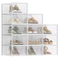 SONGMICS Boîtes à Chaussures, Lot de 12 Organiseurs de Rangement pour Chaussures, Boîtes en Plastique Transparent Empilables 23 x 33,3 x 14,3 cm, Conviennent jusqu'à la Pointure 45 (EU)