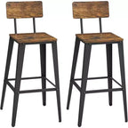 VASAGLE Lot de 2 tabourets de bar, hauteur de bar, avec dossier, chaises de bar, structure en acier, style industriel