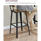 VASAGLE Lot de 2 tabourets de bar, hauteur de bar, avec dossier, chaises de bar, structure en acier, style industriel