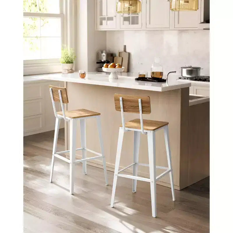 VASAGLE Lot de 2 tabourets de bar, hauteur de bar, avec dossier, chaises de bar, structure en acier, style industriel