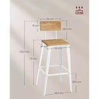VASAGLE Lot de 2 tabourets de bar, hauteur de bar, avec dossier, chaises de bar, structure en acier, style industriel