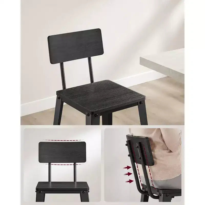 VASAGLE Lot de 2 tabourets de bar, hauteur de bar, avec dossier, chaises de bar, structure en acier, style industriel