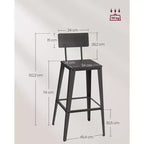 VASAGLE Lot de 2 tabourets de bar, hauteur de bar, avec dossier, chaises de bar, structure en acier, style industriel