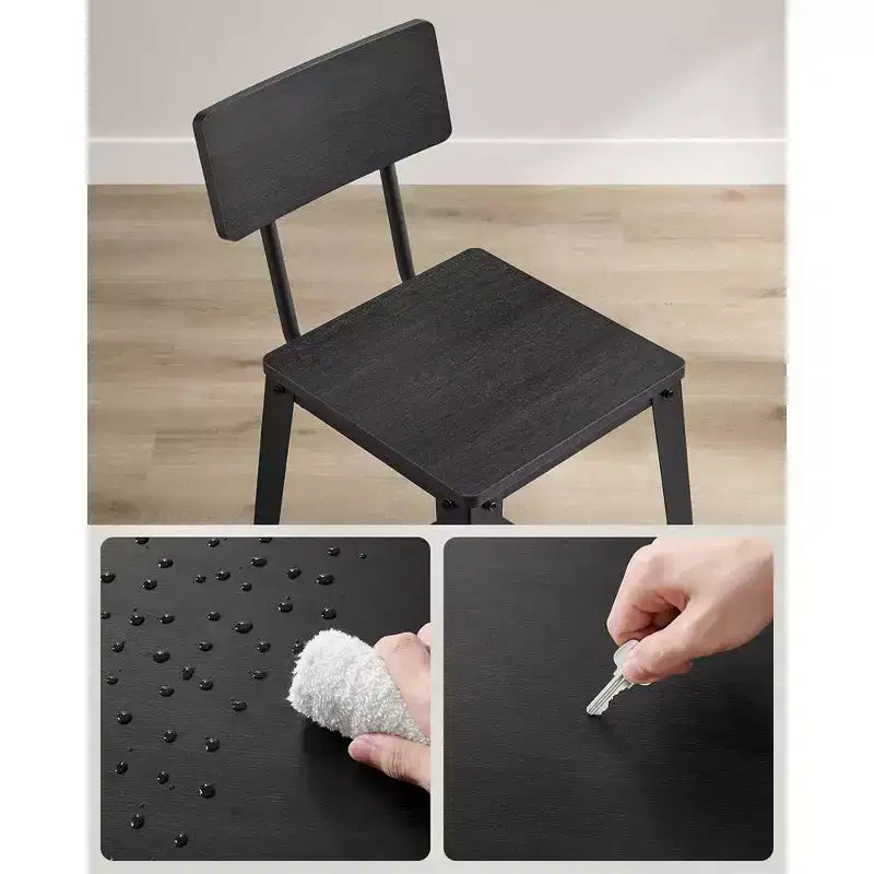 VASAGLE Lot de 2 tabourets de bar, hauteur de bar, avec dossier, chaises de bar, structure en acier, style industriel