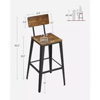 VASAGLE Lot de 2 tabourets de bar, hauteur de bar, avec dossier, chaises de bar, structure en acier, style industriel