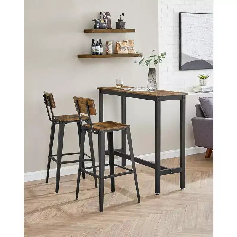 VASAGLE Lot de 2 tabourets de bar, hauteur de bar, avec dossier, chaises de bar, structure en acier, style industriel