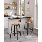 VASAGLE Lot de 2 tabourets de bar, hauteur de bar, avec dossier, chaises de bar, structure en acier, style industriel