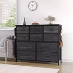Commode de chambre Whizmax, tiroir de rangement en tissu à 10 tiroirs, commodes et chiffonniers avec poches latérales, crochets pour placard, salon, couloir