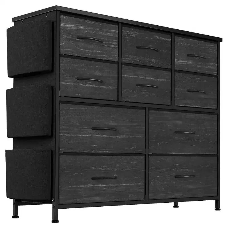 Commode de chambre Whizmax, tiroir de rangement en tissu à 10 tiroirs, commodes et chiffonniers avec poches latérales, crochets pour placard, salon, couloir