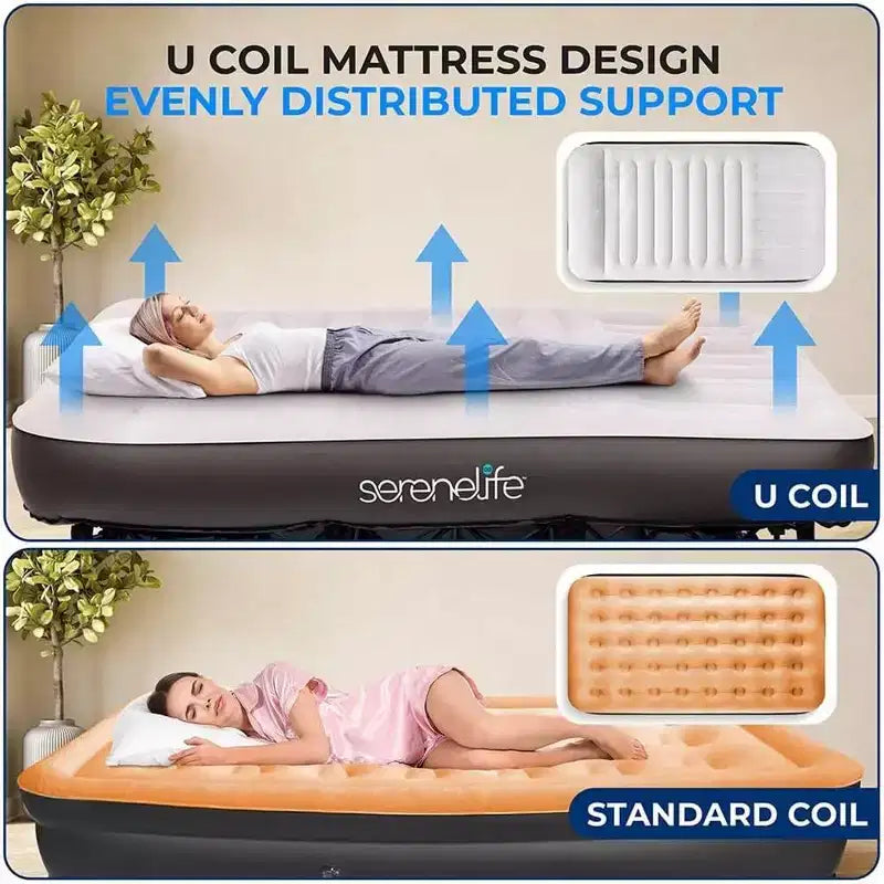 SereneLife Luxe Series EZ Bed - Matelas pneumatique une place avec cadre - SLEZBDTW10LX
