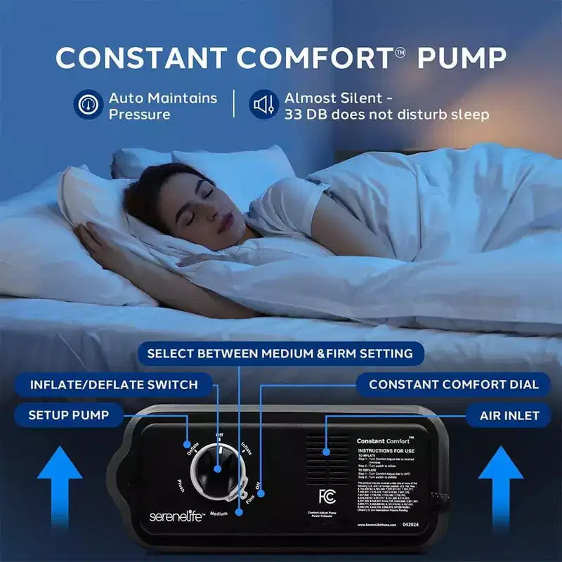 SereneLife Luxe Series EZ Bed - Matelas pneumatique une place avec cadre - SLEZBDTW10LX