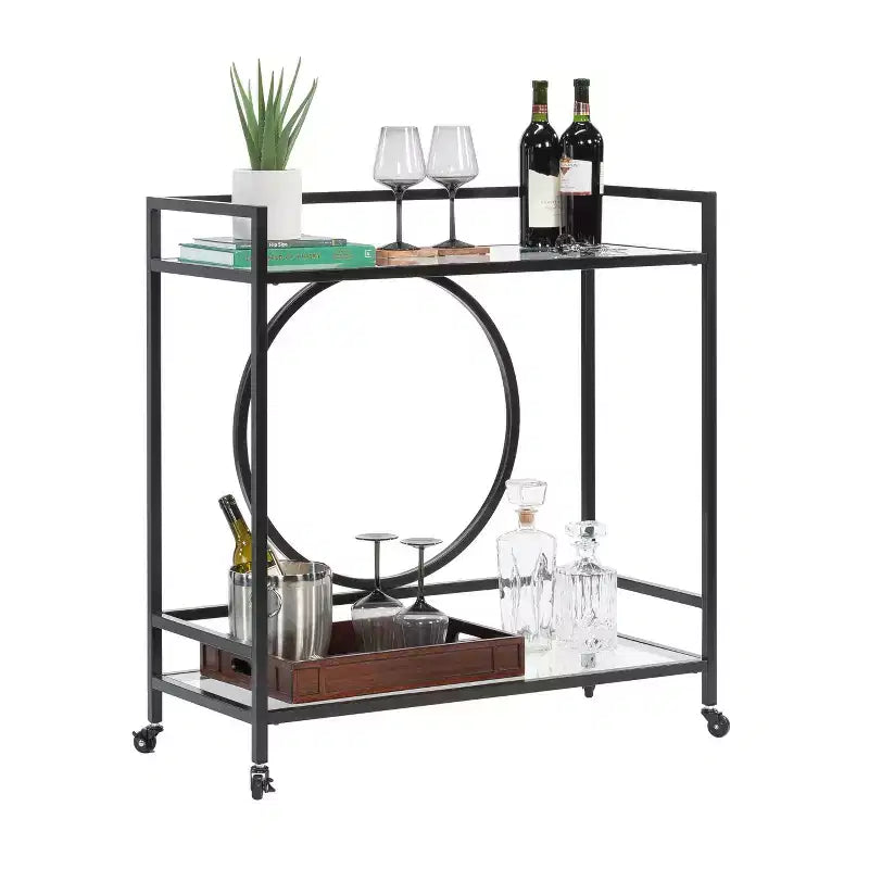 Sauder International Lux Bar Cart with Glass