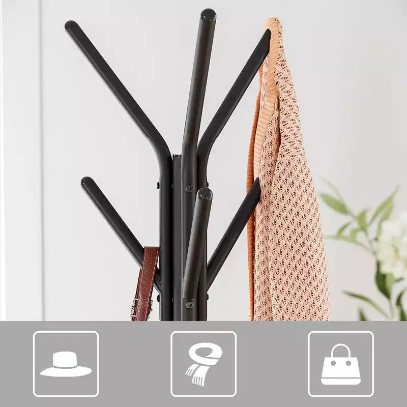 VASAGLE Portemanteau sur pied, Porte-manteau, Arbre d'entrée avec 2 étagères, pour vêtements, chapeaux, sacs, style industriel