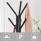 VASAGLE Portemanteau sur pied, Porte-manteau, Arbre d'entrée avec 2 étagères, pour vêtements, chapeaux, sacs, style industriel
