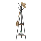 VASAGLE Portemanteau sur pied, Porte-manteau, Arbre d'entrée avec 2 étagères, pour vêtements, chapeaux, sacs, style industriel