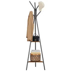 VASAGLE Portemanteau sur pied, Porte-manteau, Arbre d'entrée avec 2 étagères, pour vêtements, chapeaux, sacs, style industriel