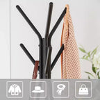 VASAGLE Portemanteau sur pied, Porte-manteau, Arbre d'entrée avec 2 étagères, pour vêtements, chapeaux, sacs, style industriel