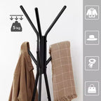VASAGLE Portemanteau sur pied, Porte-manteau, Arbre d'entrée avec 2 étagères, pour vêtements, chapeaux, sacs, style industriel