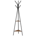 VASAGLE Portemanteau sur pied, Porte-manteau, Arbre d'entrée avec 2 étagères, pour vêtements, chapeaux, sacs, style industriel